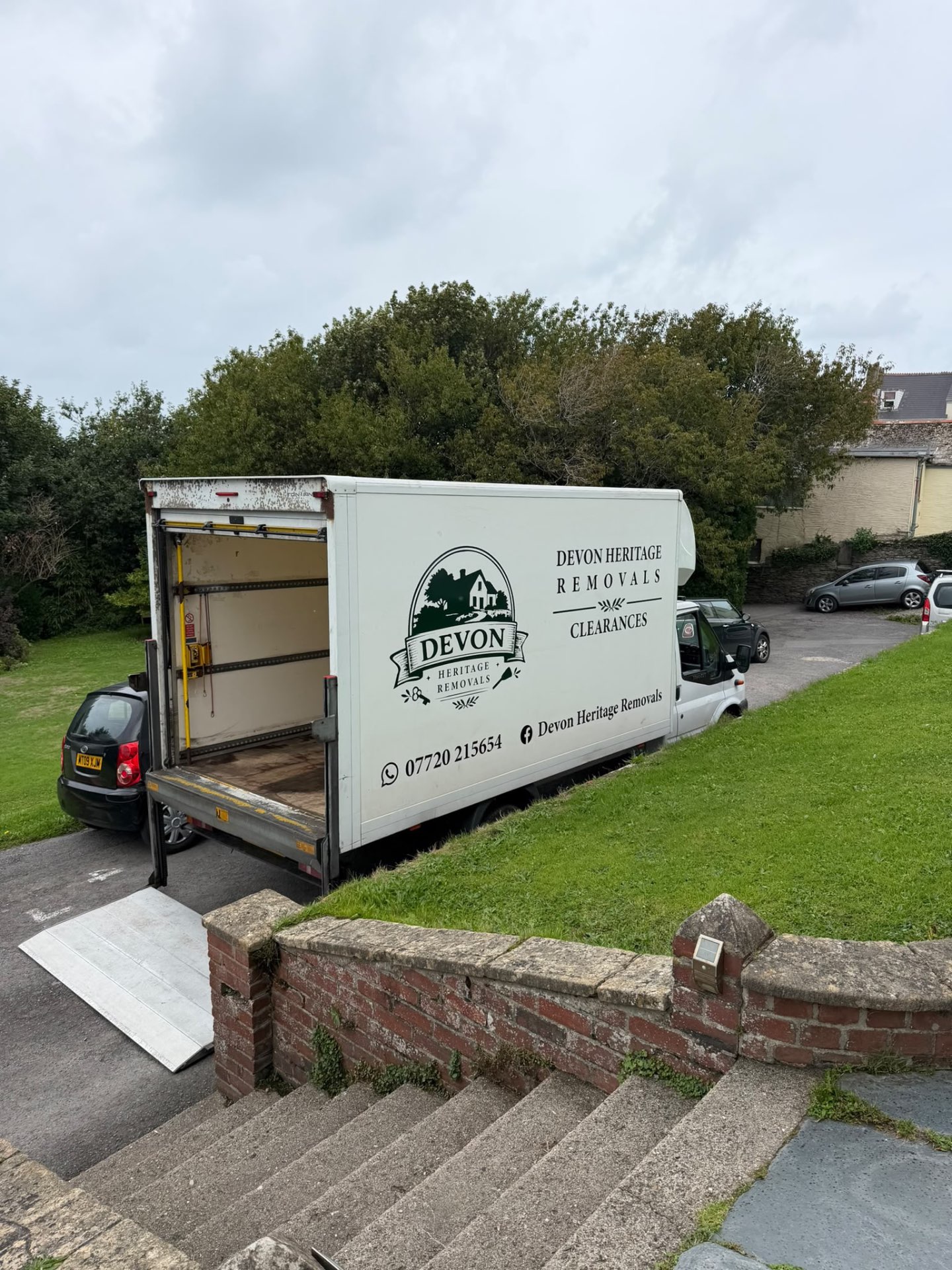 The Devon Heritage Removals van with its loading ramp ready