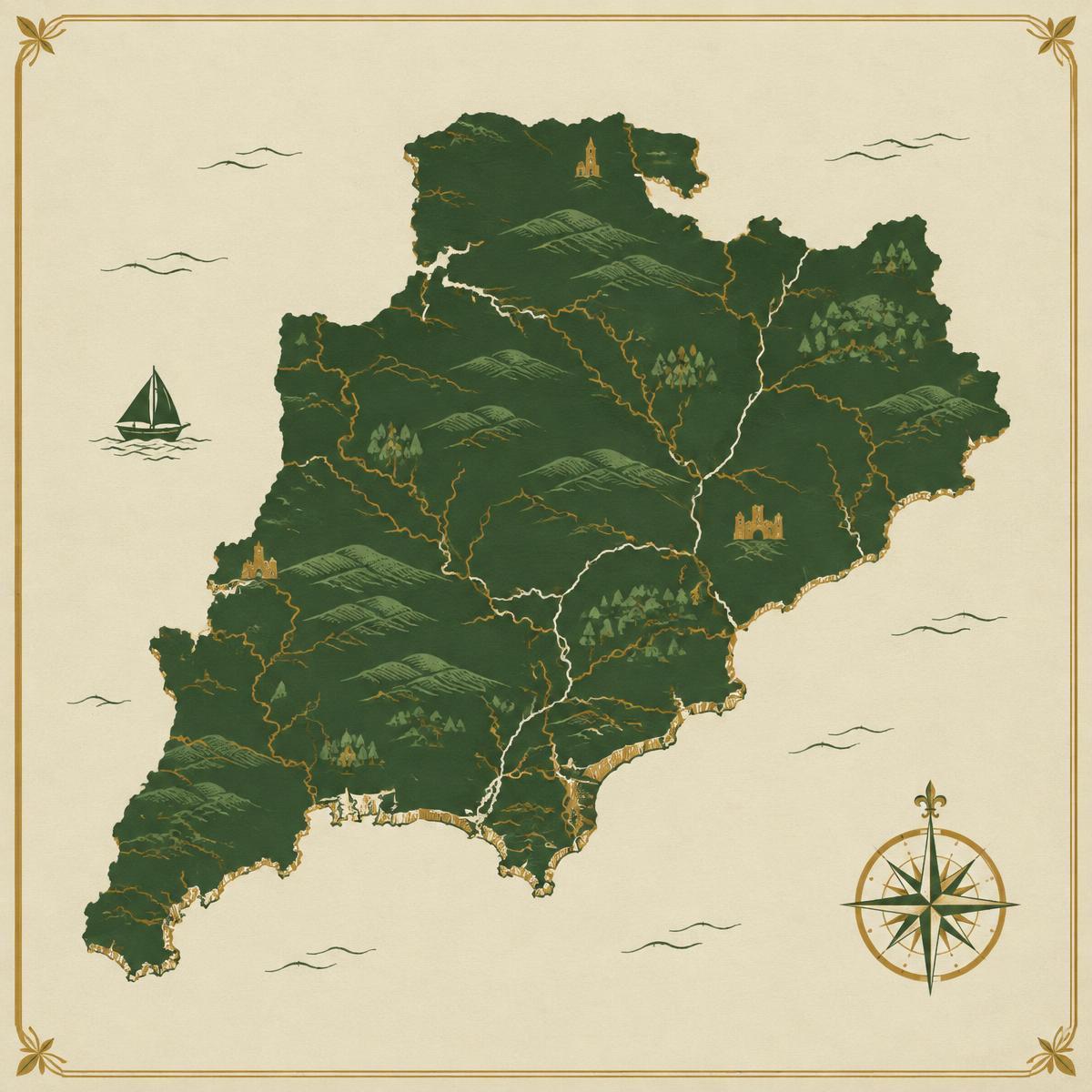 Stylised illustrated map of Devon